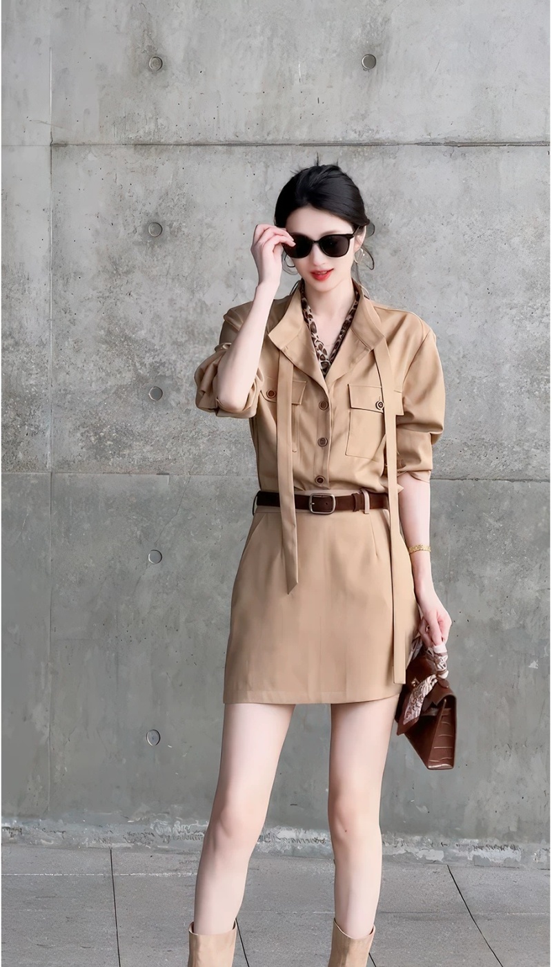 Temperament slim tops fashion autumn short skirt 2pcs set