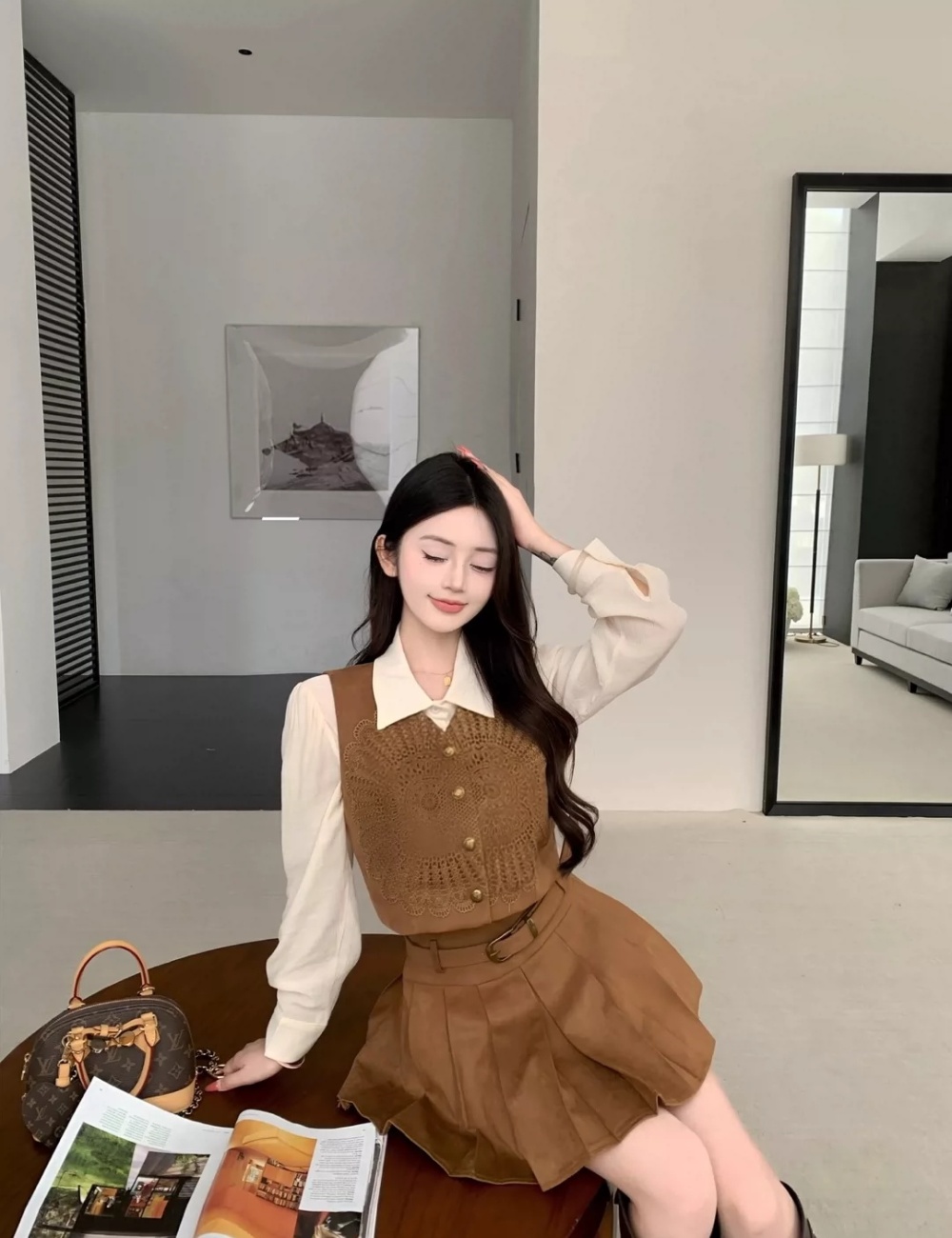 Fashion autumn coat temperament shirt 3pcs set