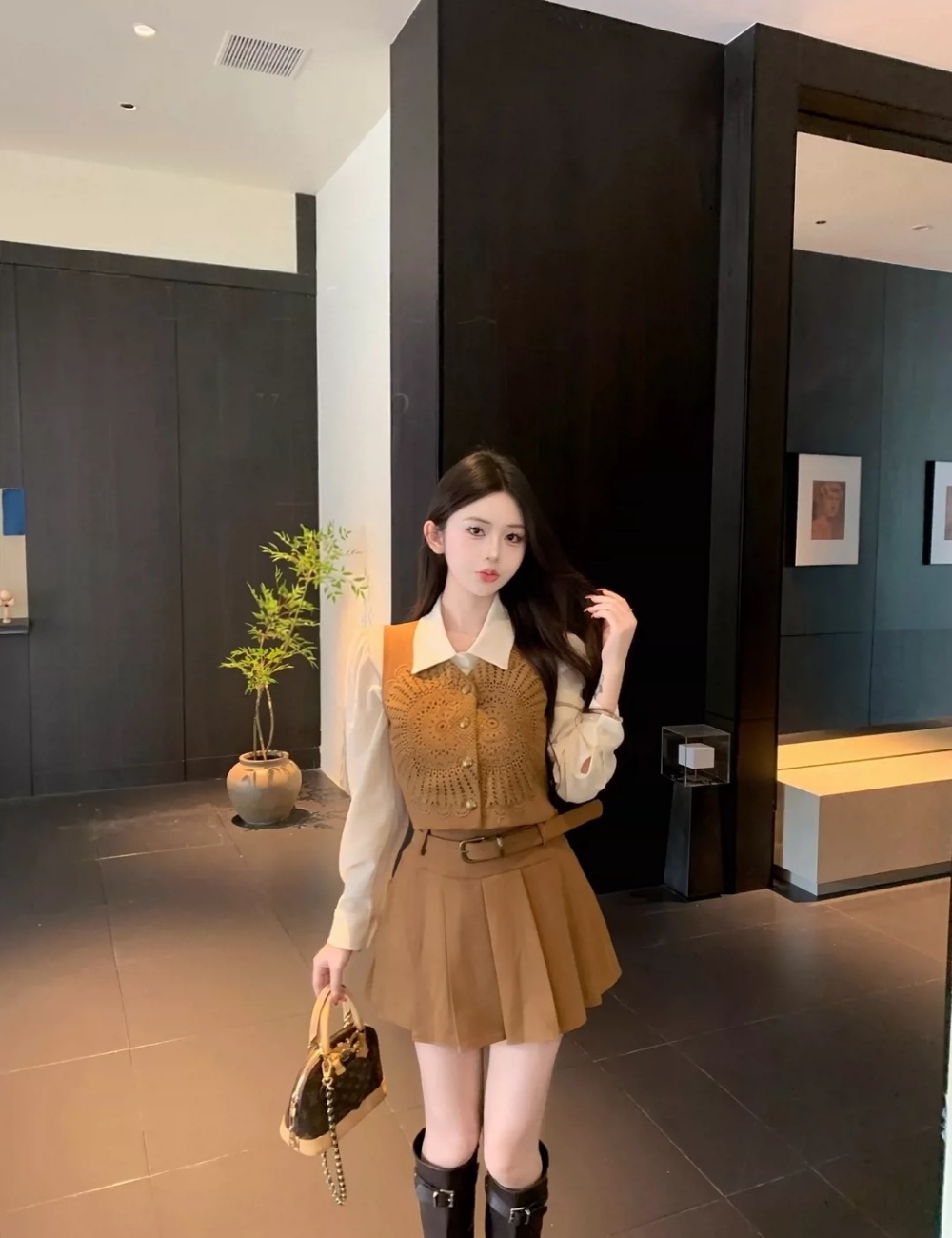 Fashion autumn coat temperament shirt 3pcs set