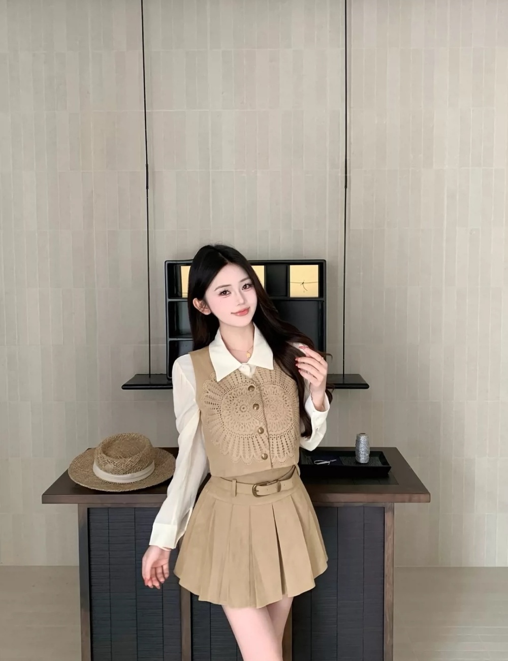 Fashion autumn coat temperament shirt 3pcs set