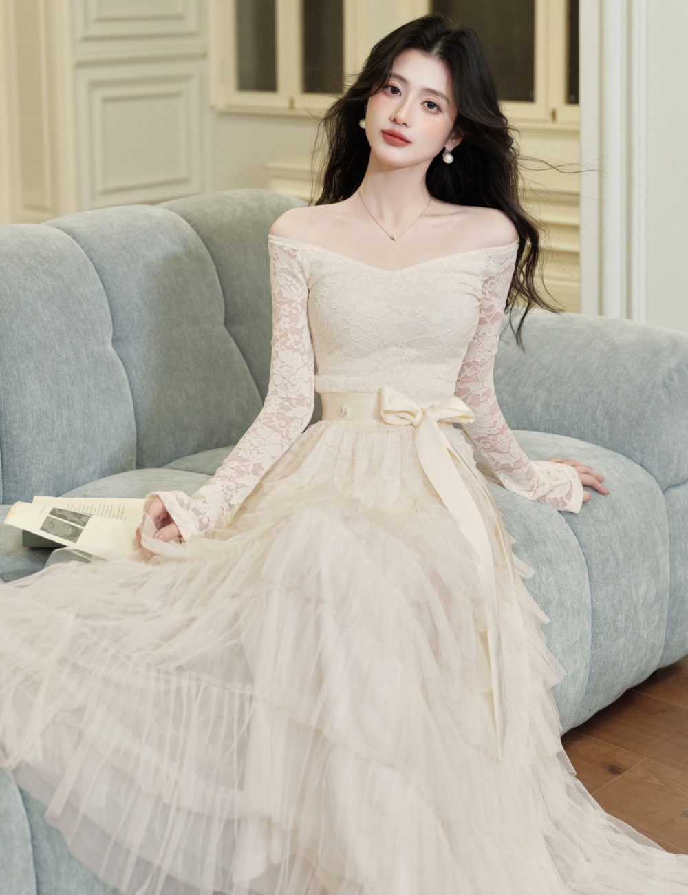 Bottoming cake gauze autumn and winter lady dress
