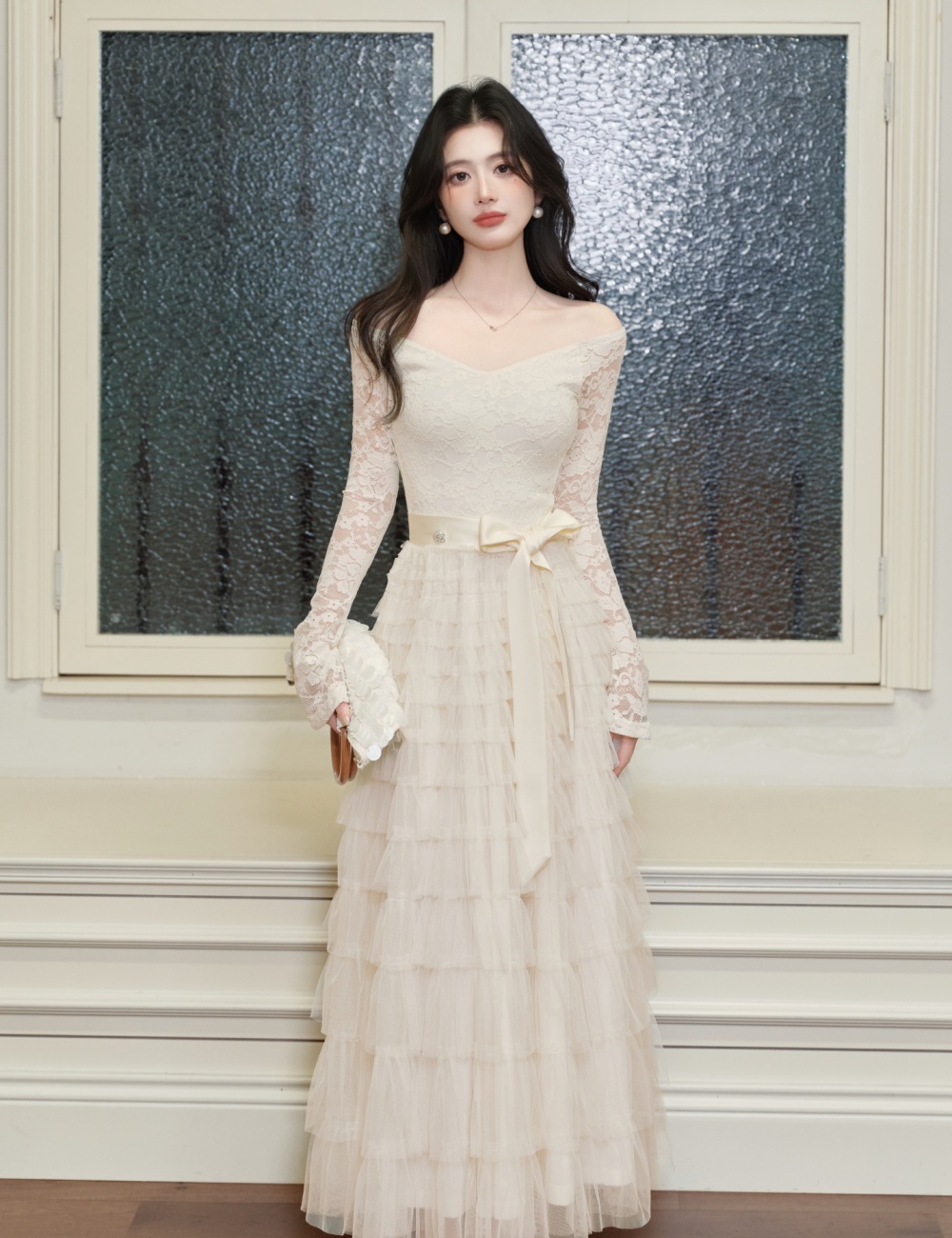 Bottoming cake gauze autumn and winter lady dress