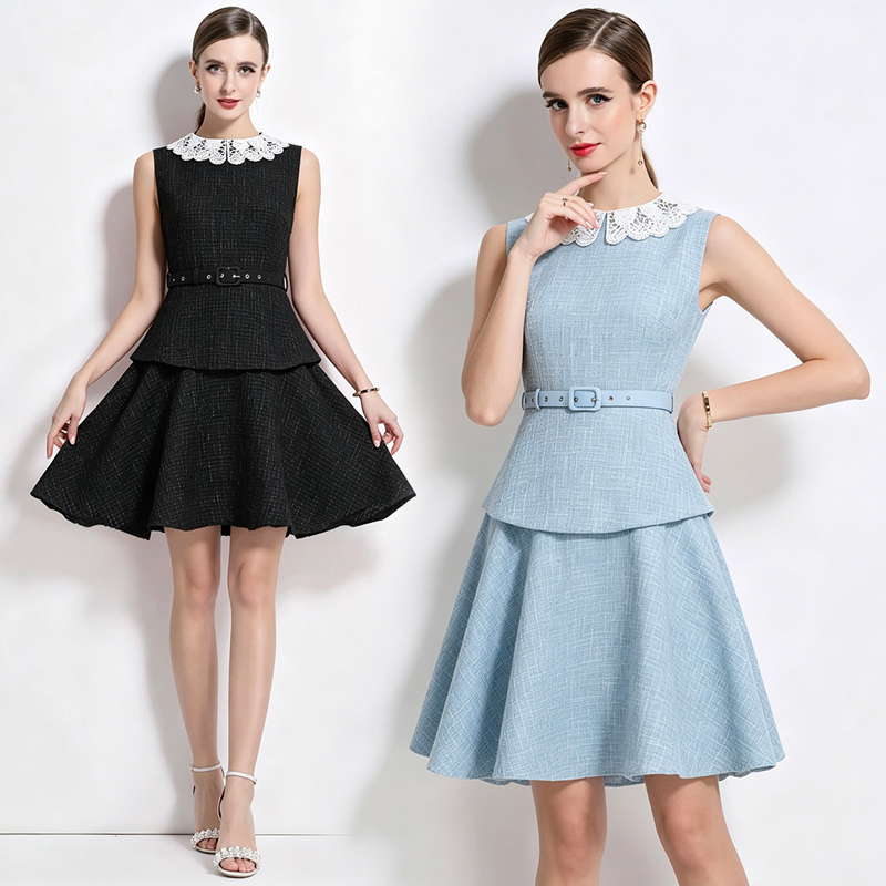 Thick and disorderly lace sleeveless splice T-back