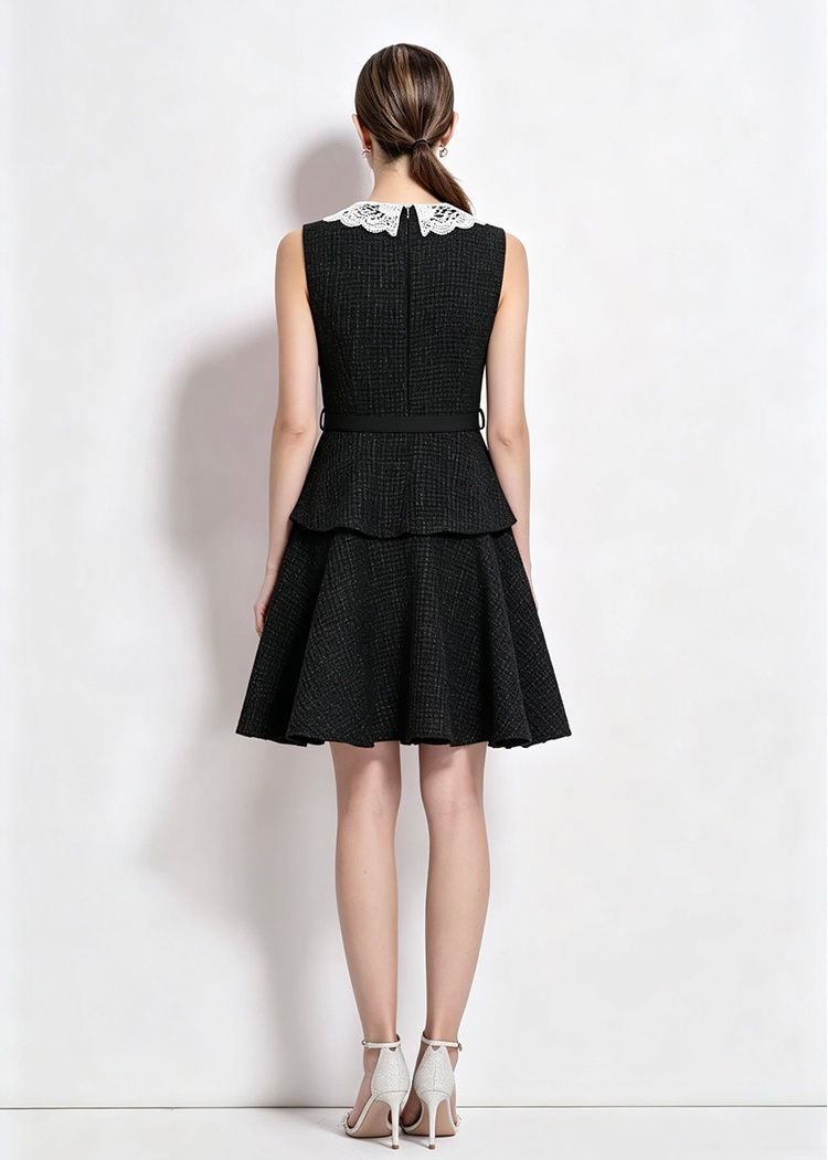 Thick and disorderly lace sleeveless splice T-back