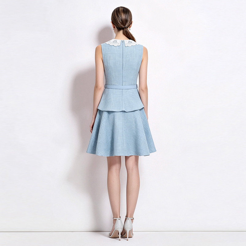 Thick and disorderly lace sleeveless splice T-back