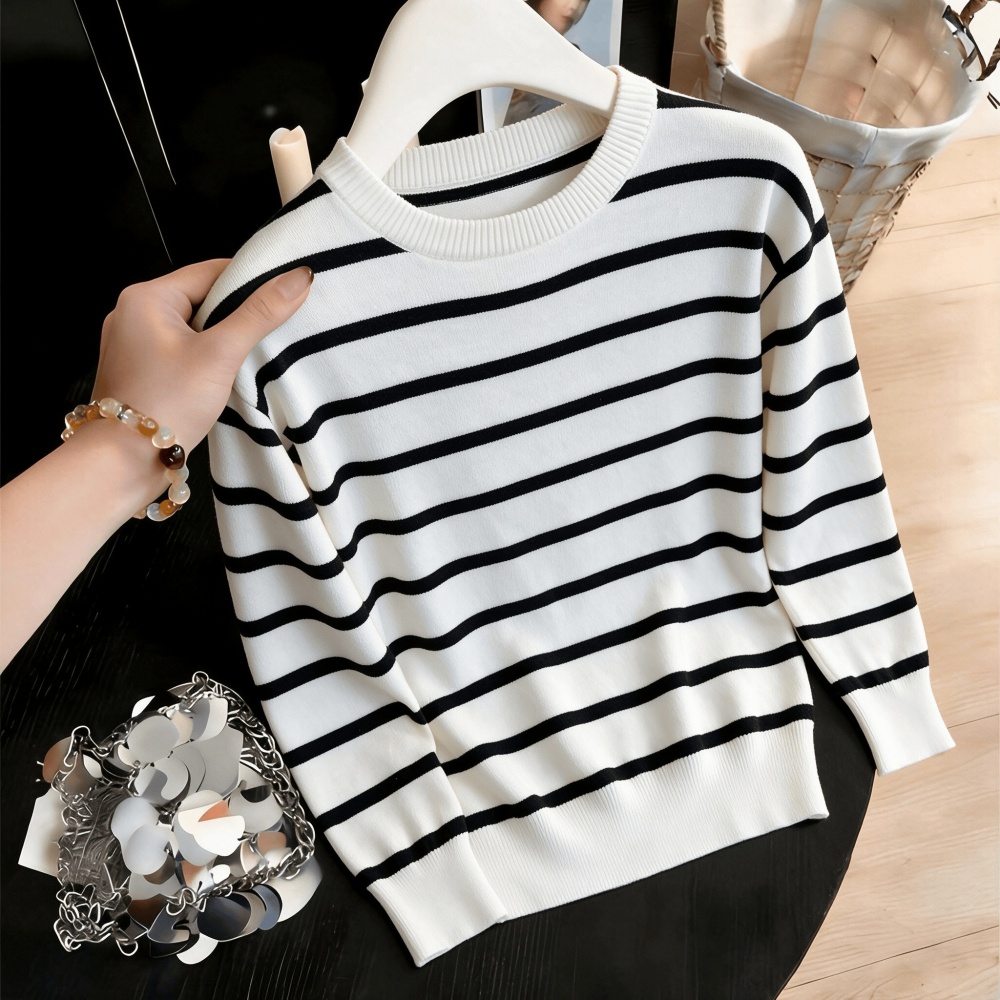 Pullover stripe bottoming shirt loose tops for women