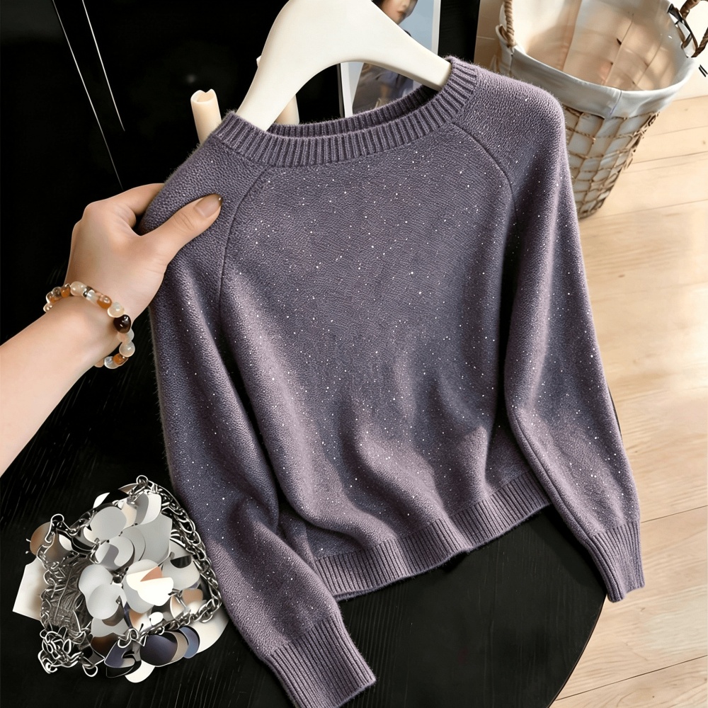 Sequins purple autumn and winter chanelstyle sweater