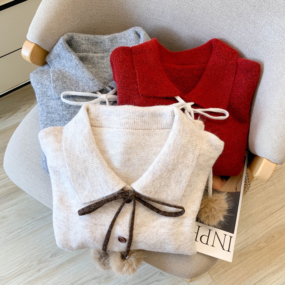 Mixed colors loose sweater knitted frenum cardigan