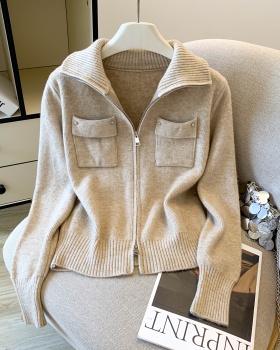 Casual short cardigan double zip coat