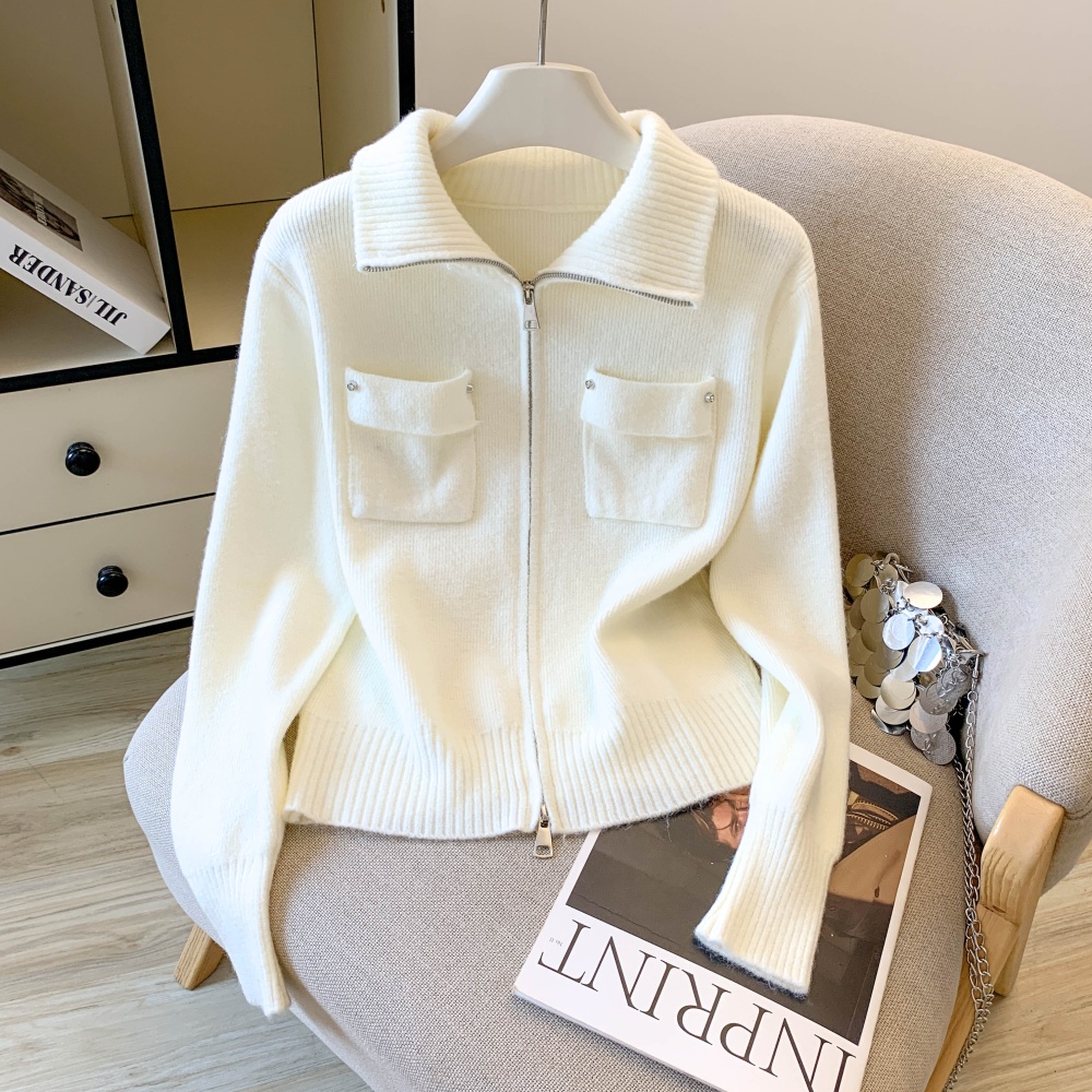 Casual short cardigan double zip coat