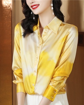 Spring and autumn long sleeve shirt silk tops for women