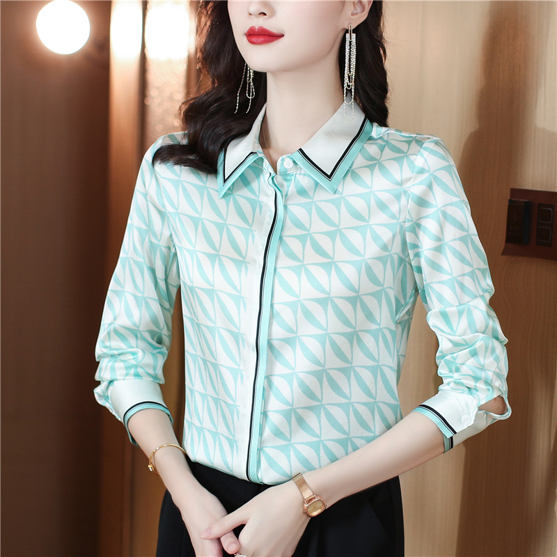 Elasticity commuting shirt real silk tops