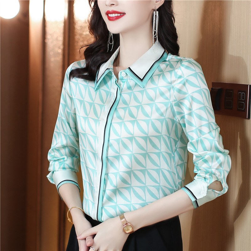 Elasticity commuting shirt real silk tops