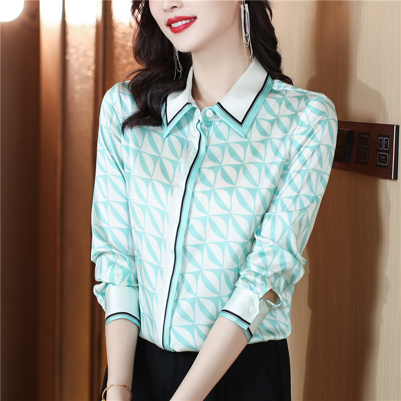 Elasticity commuting shirt real silk tops