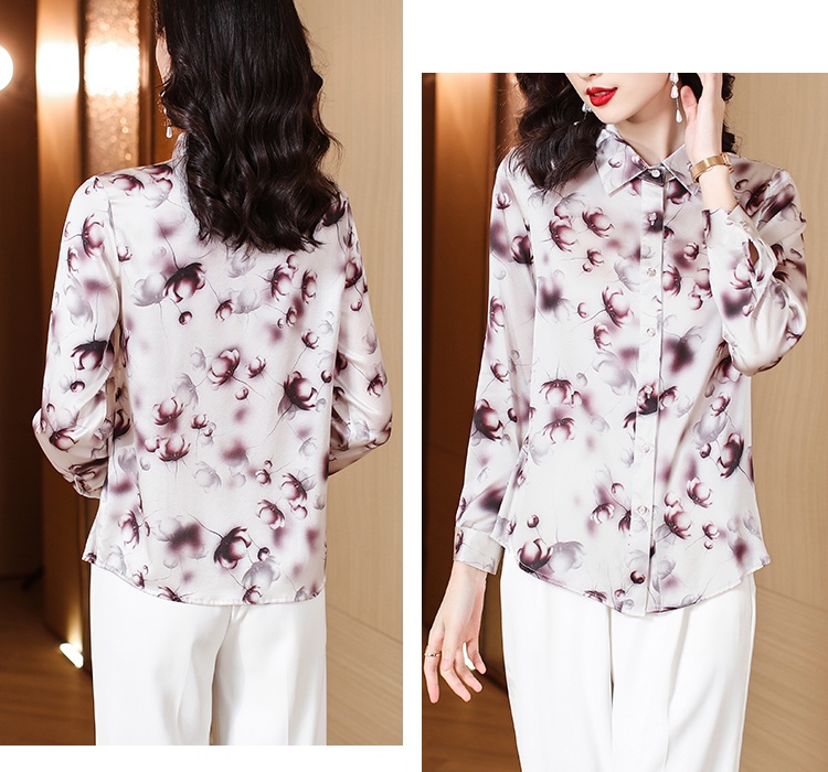 Western style printing tops silk fashion shirt for women