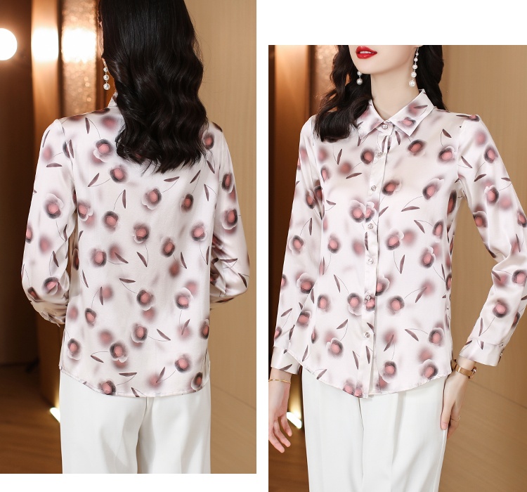Western style printing tops silk fashion shirt for women