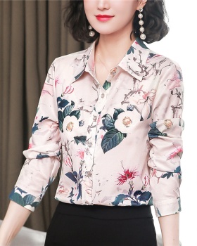 Real silk printing shirt silk tops for women