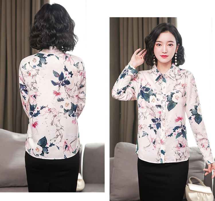 Real silk printing shirt silk tops for women