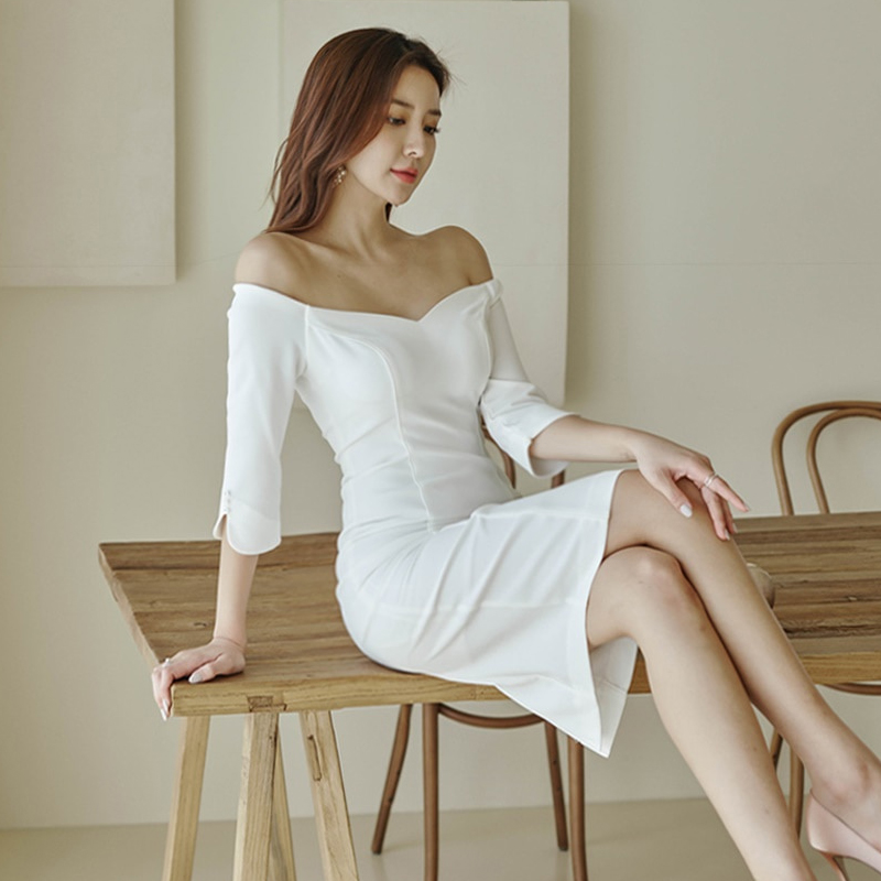 Strapless autumn and winter dress slim T-back for women