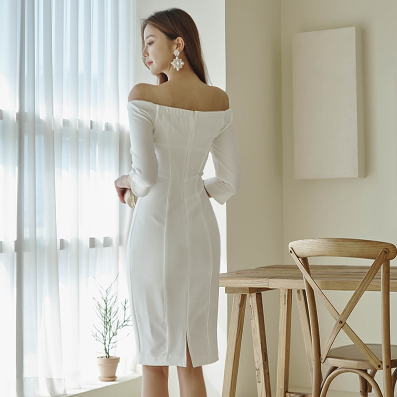 Strapless autumn and winter dress slim T-back for women