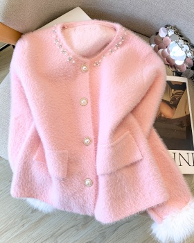 Feather sweater splice cardigan for women