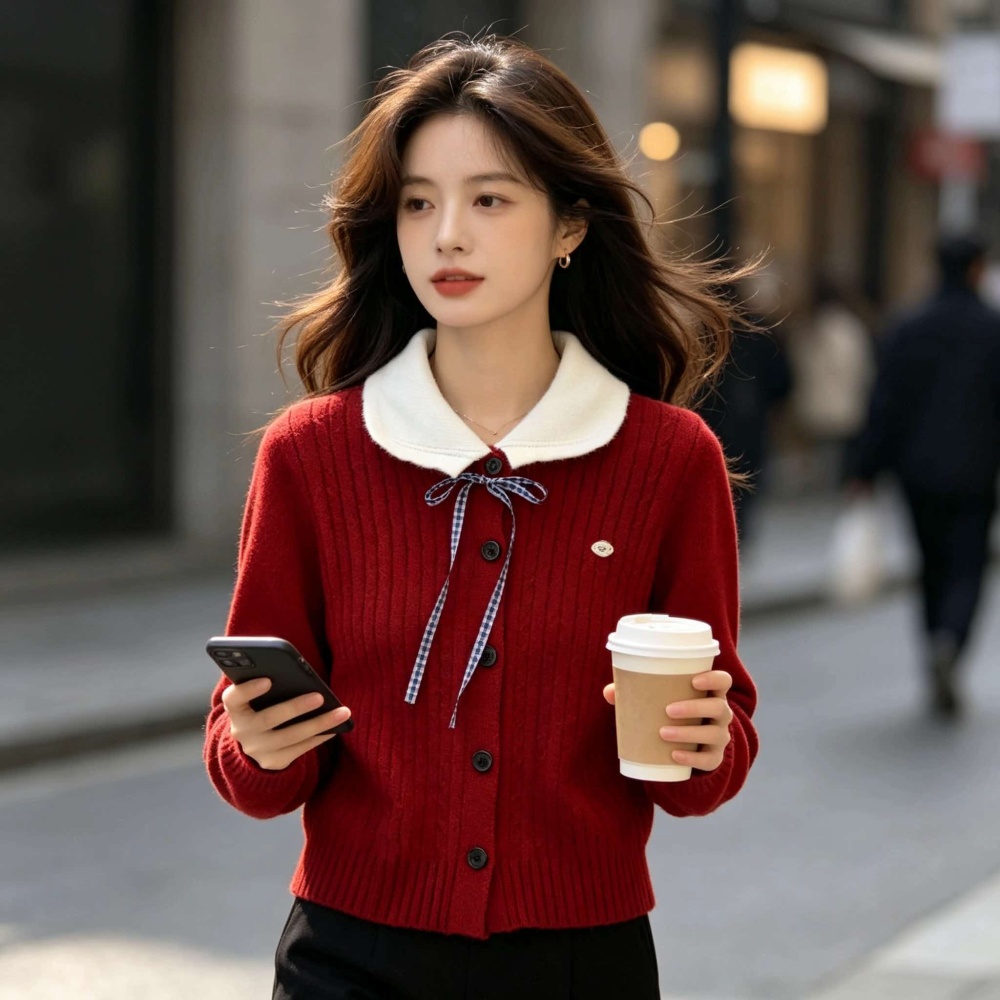 College style sweet sweater doll collar tops