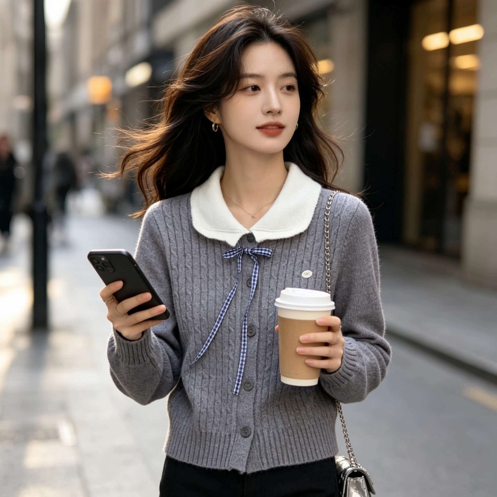 College style sweet sweater doll collar tops