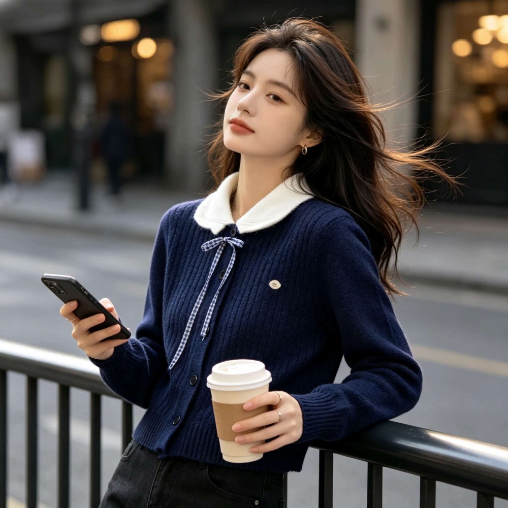 College style sweet sweater doll collar tops
