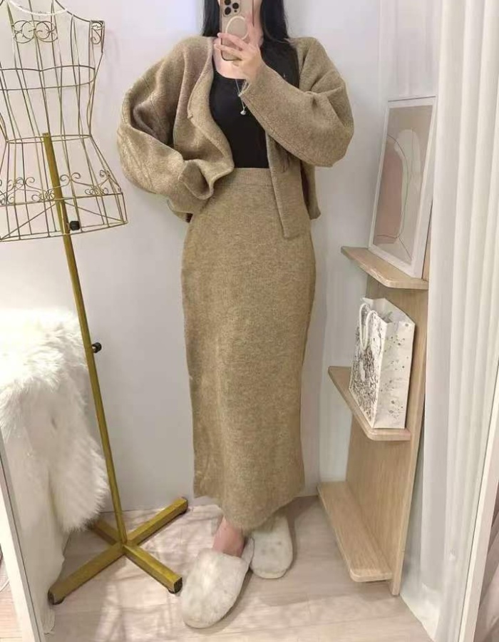 Package hip skirt high waist coat 2pcs set