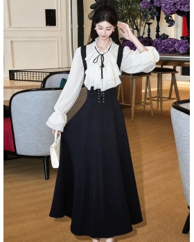 Autumn long dress fashion shirt 2pcs set
