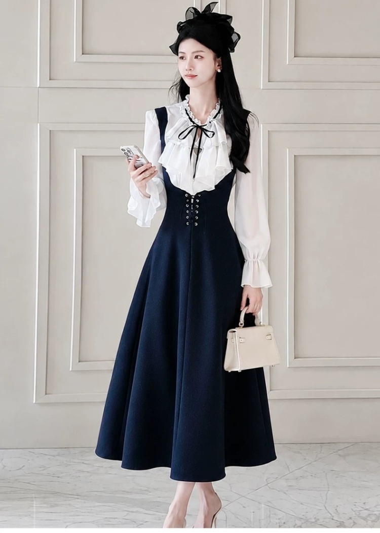 Autumn long dress fashion shirt 2pcs set