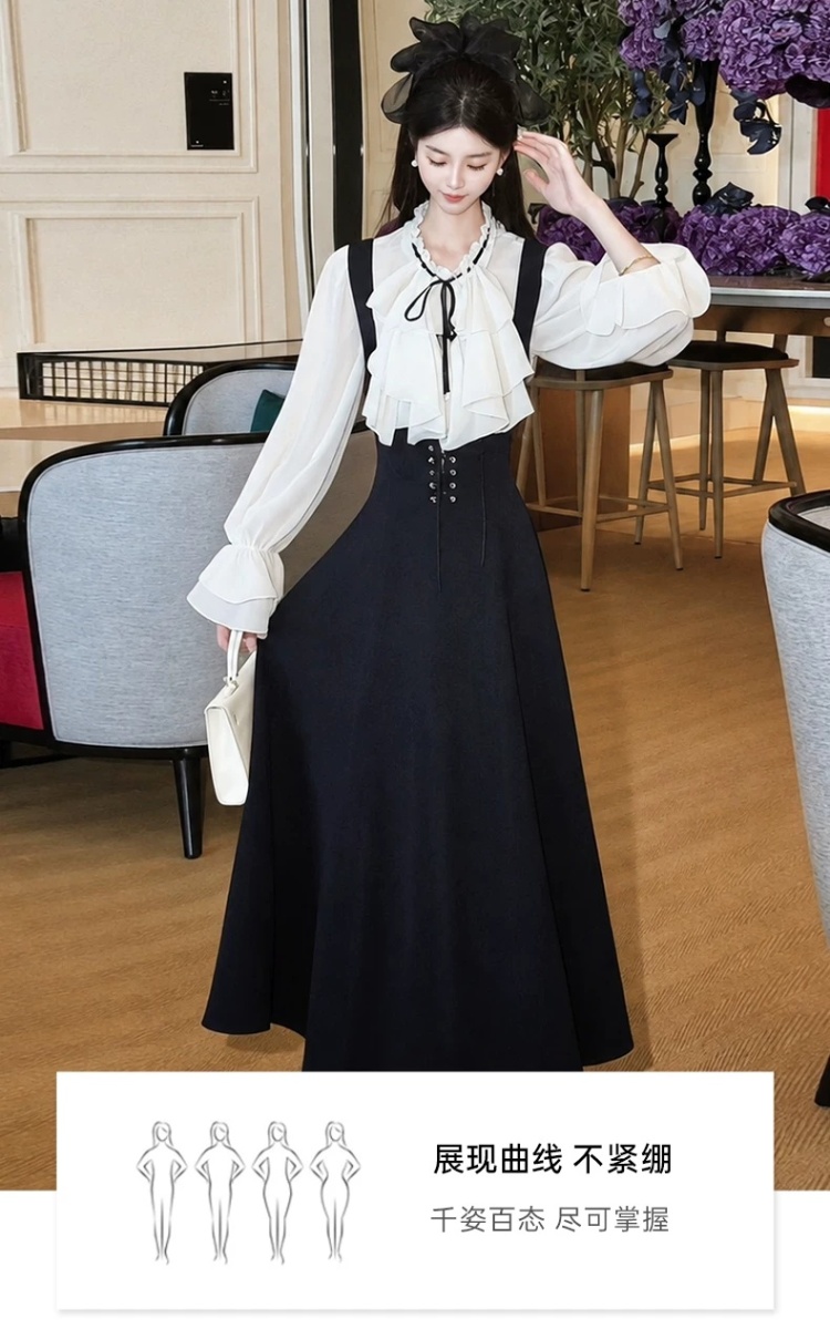 Autumn long dress fashion shirt 2pcs set