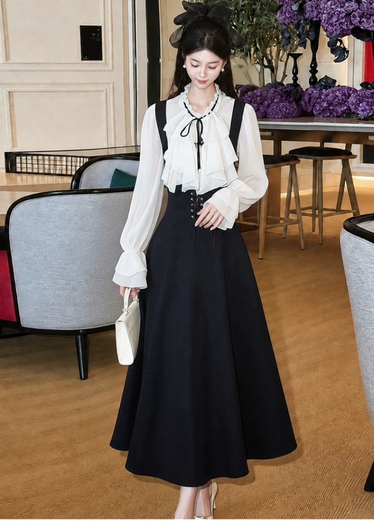 Autumn long dress fashion shirt 2pcs set