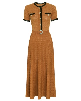 Short sleeve ladies summer belt slim long dress for women