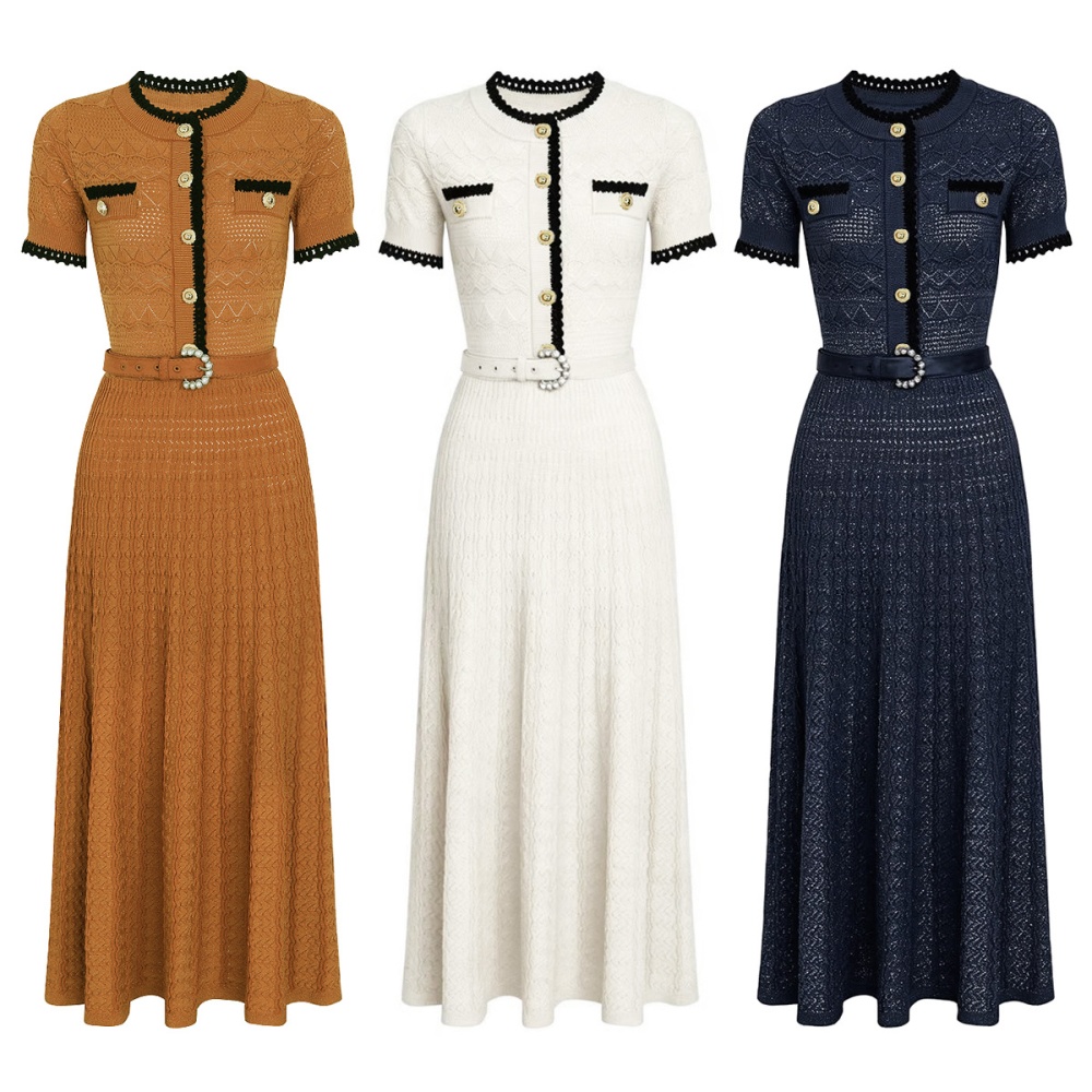 Short sleeve ladies summer belt slim long dress for women