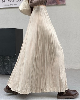 Fold slim drape autumn long big skirt skirt for women