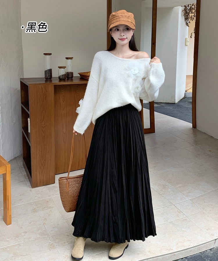 Fold slim drape autumn long big skirt skirt for women