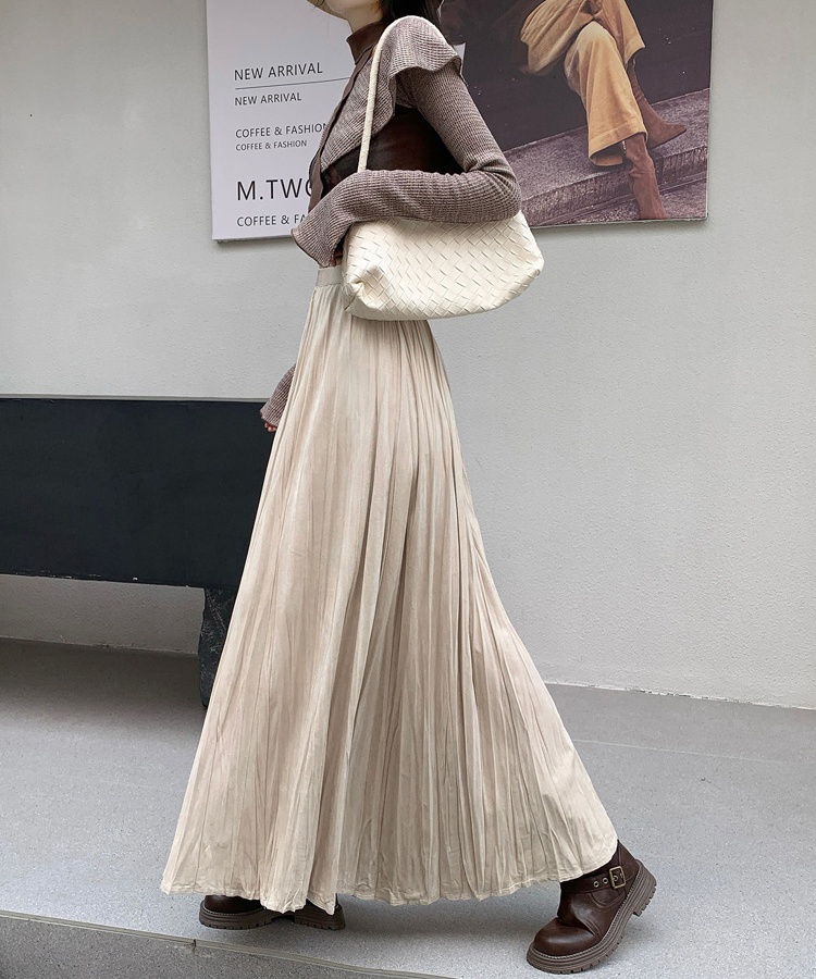 Fold slim drape autumn long big skirt skirt for women