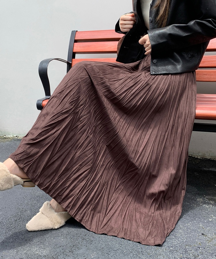 Fold slim drape autumn long big skirt skirt for women