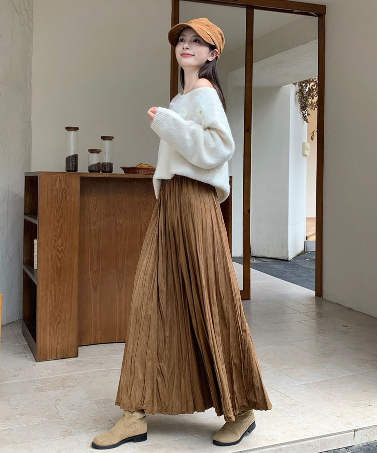 Fold slim drape autumn long big skirt skirt for women