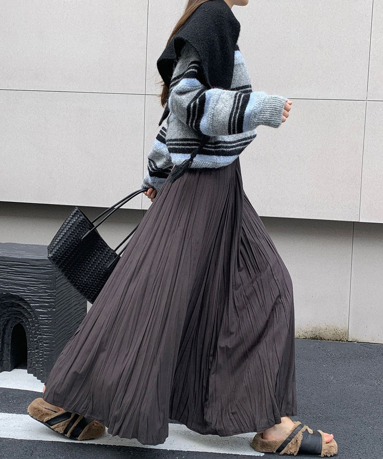 Fold slim drape autumn long big skirt skirt for women