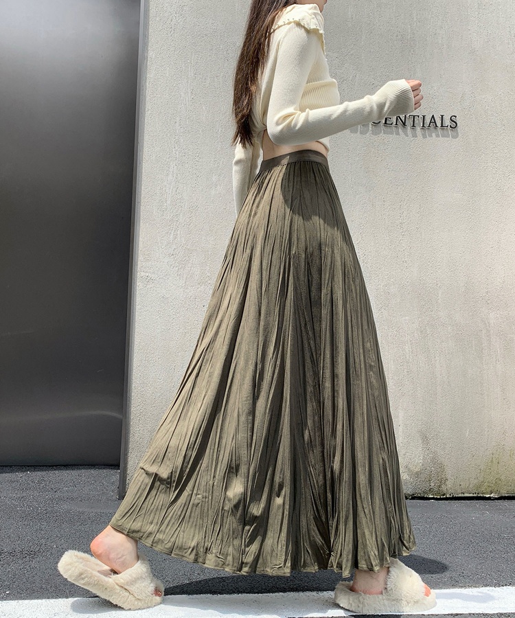 Fold slim drape autumn long big skirt skirt for women