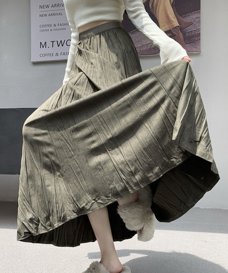 Fold slim drape autumn long big skirt skirt for women