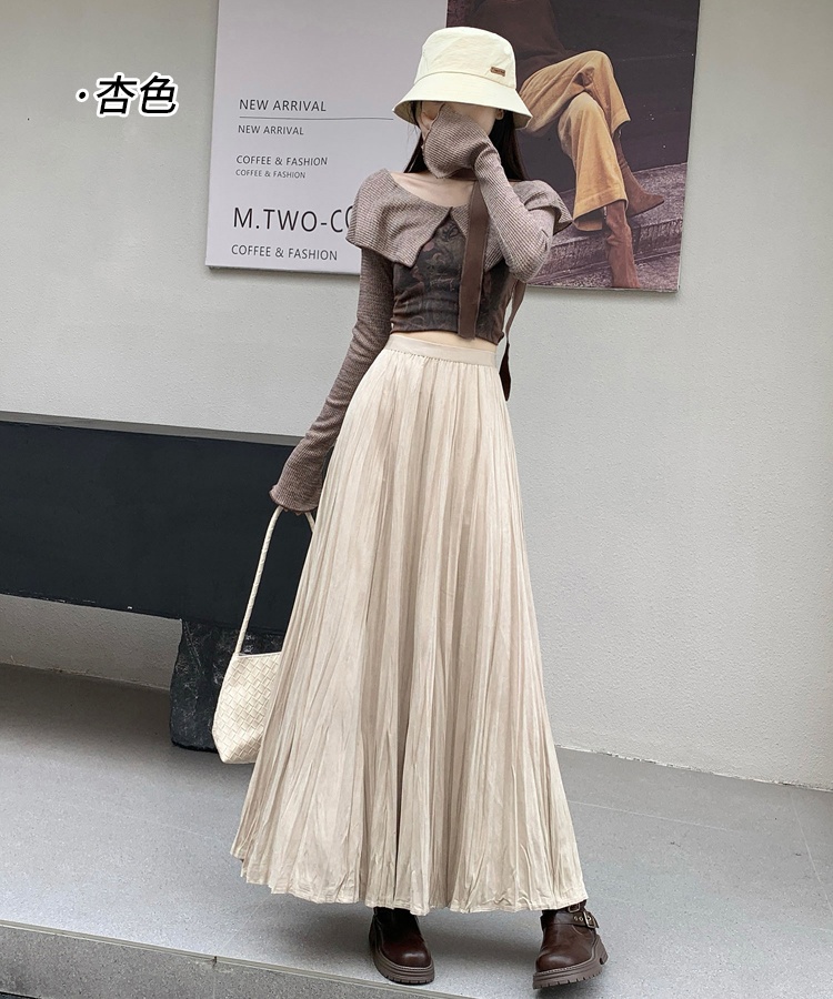 Fold slim drape autumn long big skirt skirt for women