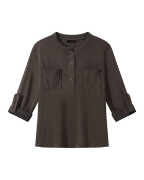 Double pocket shirt short sleeve tops for women
