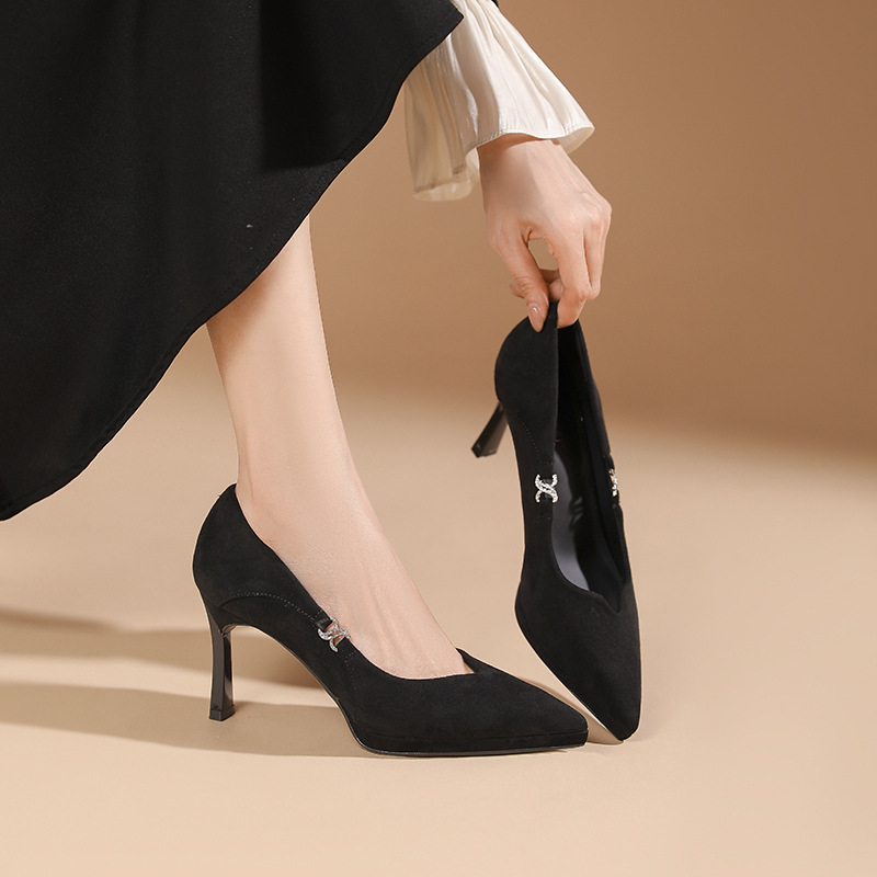 Pointed low high-heeled shoes fine-root temperament shoes