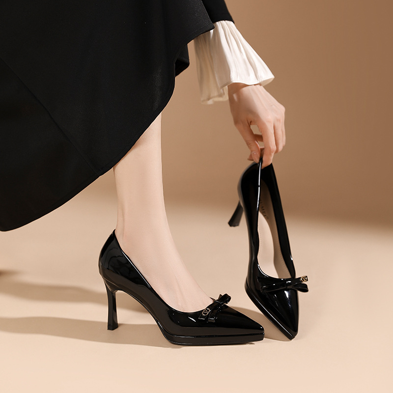Bow tender pointed platform sexy low shoes