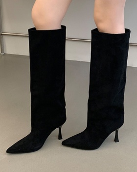 Pointed temperament boots broadcloth retro thigh boots
