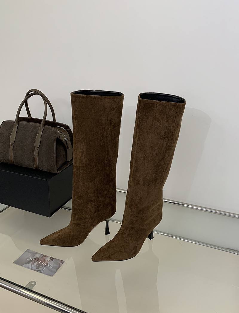 Pointed temperament boots broadcloth retro thigh boots