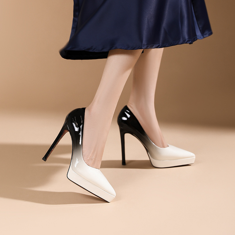 Gradient high-heeled shoes fine-root platform for women